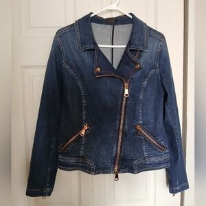 Ashley Graham X Marina Rinaldi Women's Denim Jacket with Gold Accents